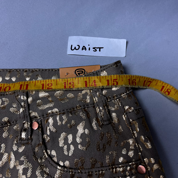 Rock & Roll Denim Ladies 30x30 Metallic Gold Cheetah High Rise Flare Disco Jeans - Picture 9 of 14